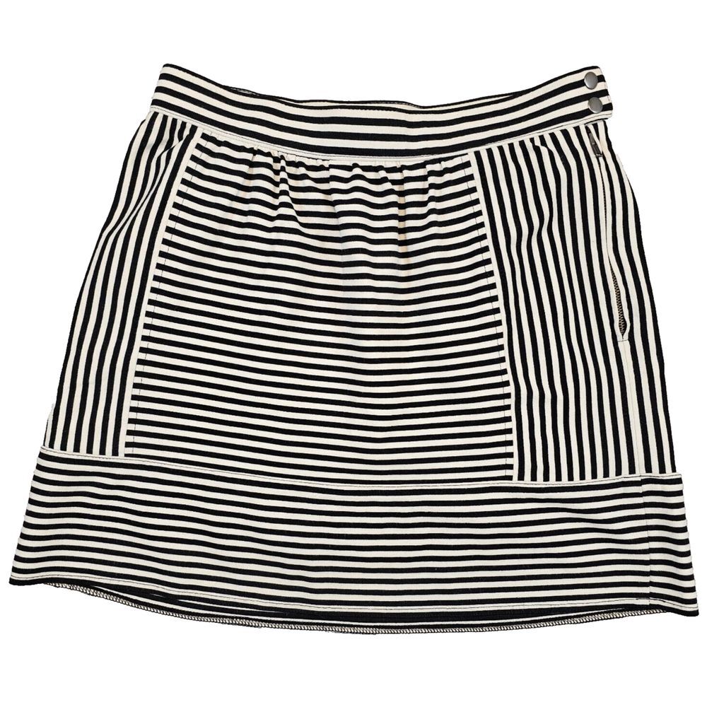 Madewell Mini Skirt Striped Festival Preppy Nautical Grunge Black White 2‎